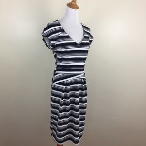 EGERIE Paris Striped Soft Textured V Neck Dress